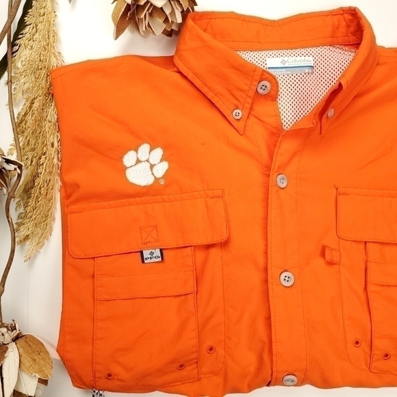 Columbia PFG Clemson Tigers Embroidered Shirt M - Picture 14 of 14